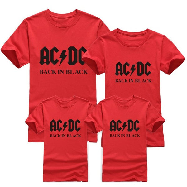 2016 New AC/DC Fashion band rock T Shirt Family Matching Outfits acdc Graphic T-shirts girls boys Hip Hop Family Short Sleeve