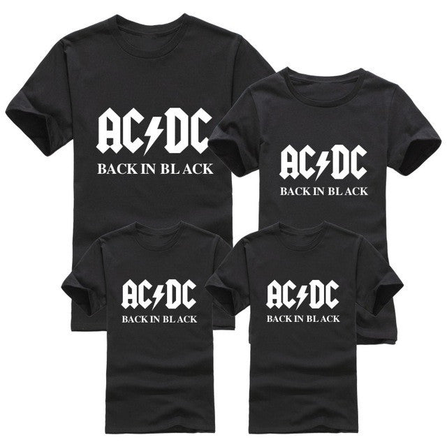 2016 New AC/DC Fashion band rock T Shirt Family Matching Outfits acdc Graphic T-shirts girls boys Hip Hop Family Short Sleeve