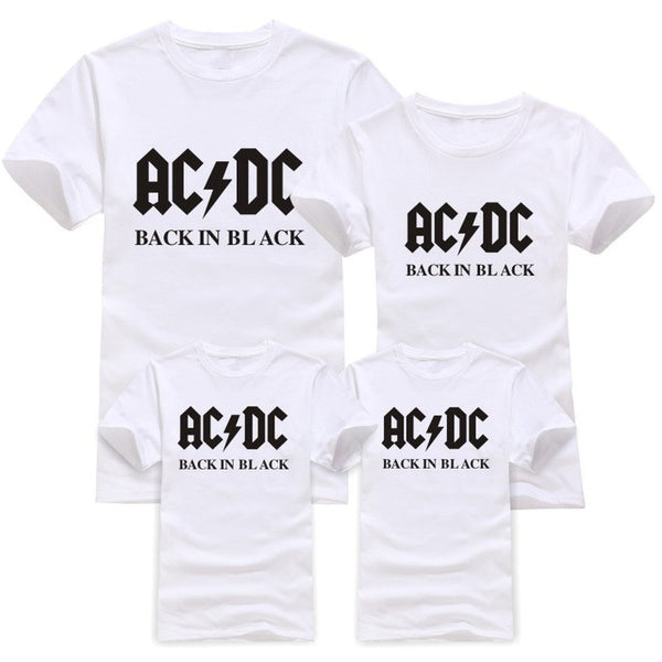 2016 New AC/DC Fashion band rock T Shirt Family Matching Outfits acdc Graphic T-shirts girls boys Hip Hop Family Short Sleeve