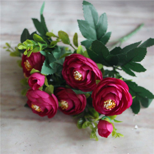 Silk Flower Fake Peony Flower Hot Vivid 6 Branches Autumn Artificial Flowers Wedding Home Party Decoration High Quality C2