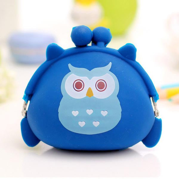 Kawaii Candy Owl Wallet Silicone Small Pouch Cute Coin Purse for Girl Key Rubber Wallet Children Mini Animal Case Storage Bag