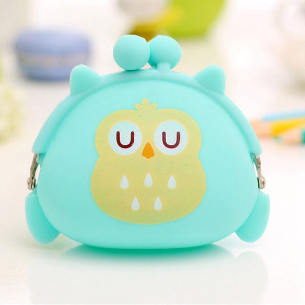 Kawaii Candy Owl Wallet Silicone Small Pouch Cute Coin Purse for Girl Key Rubber Wallet Children Mini Animal Case Storage Bag