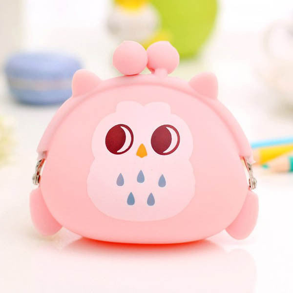 Kawaii Candy Owl Wallet Silicone Small Pouch Cute Coin Purse for Girl Key Rubber Wallet Children Mini Animal Case Storage Bag