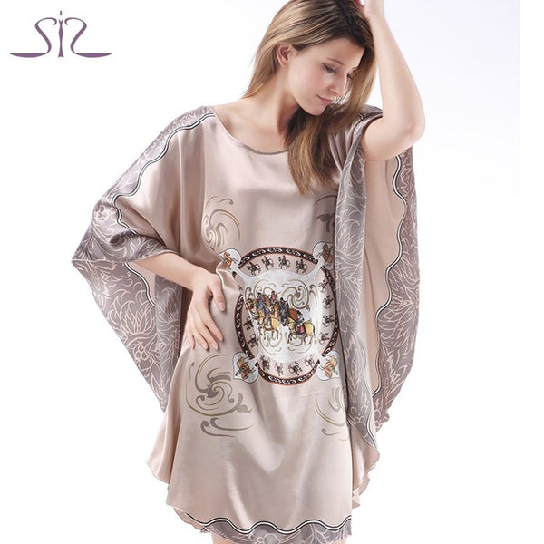 SpaRogerss Fashion Nightgowns Sleepshirts 2017 Plus Size Silk Lady Sleepwear Dressing Gown Female Home Bathrobe Intimissimi 7348