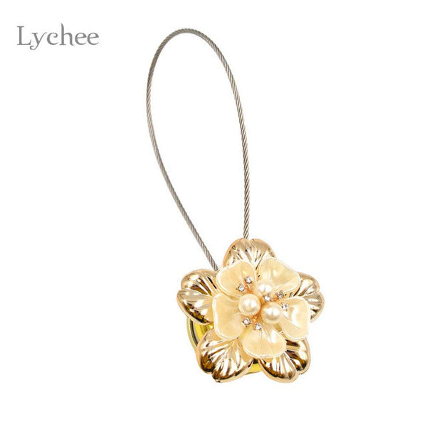 1pc Gold Silver Flower Wire Curtains Tieback Magnet Curtains Buckle Magnetic Curtain Holder Curtain Strap Accessories