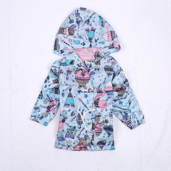 2017 Spring Next* Cartoon Graffiti Baby Girl Jackets Coats Hooded Windbreaker For Girls Boys Toddler Kids Outerwear