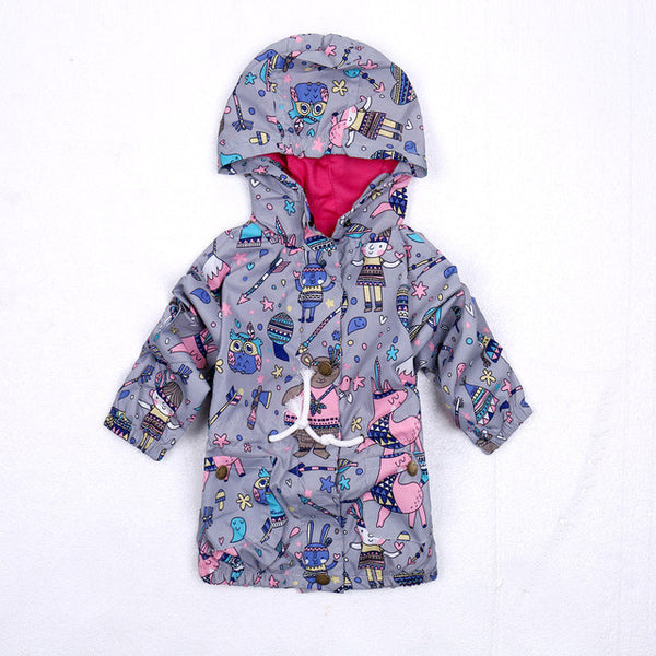 2017 Spring Next* Cartoon Graffiti Baby Girl Jackets Coats Hooded Windbreaker For Girls Boys Toddler Kids Outerwear