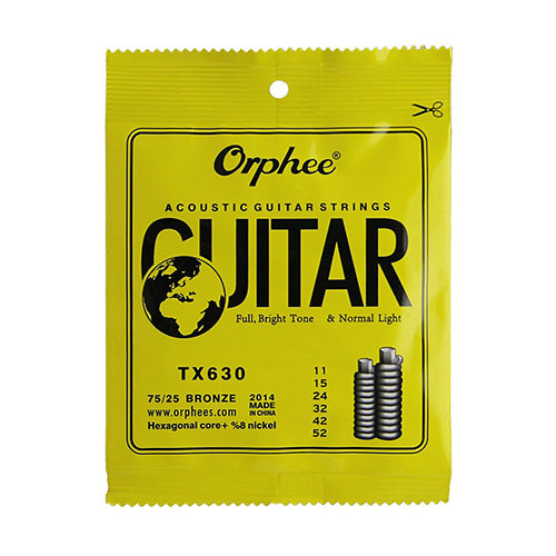 Orphee 1 SET ACOUSTIC Guitar String Hexagonal core+8% nickel FULL,Bronze Bright tone& Extra light Extra Light Medium