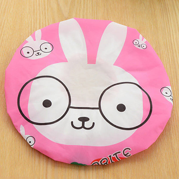 2017 new style shower cap waterproof shower cap lace elastic band hat bath cap cute cartoon bathroom set tool cap clear