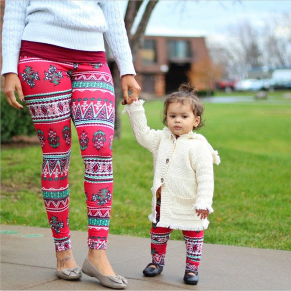 Winter Mother and daughter clothes Mom daughter Christmas pants Print Capris Family Matching Outfits Mother Girl Leggings Pants