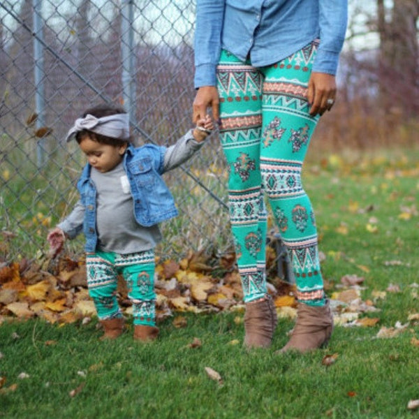 Winter Mother and daughter clothes Mom daughter Christmas pants Print Capris Family Matching Outfits Mother Girl Leggings Pants