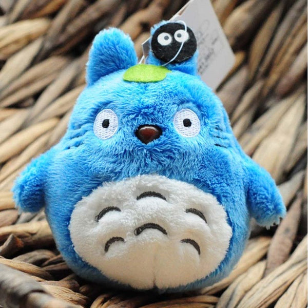 Mini my neighbor Blue totoro plush keychain toy 2016 New kawaii Japanese anime totoro umbrella stuffed plush cat doll key ring