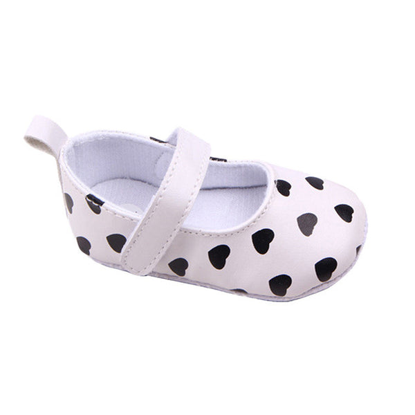 Baby Girl Princess Mary Janes Crib Shoes Toddler Kids Heart Printed Shoes 0-12 M