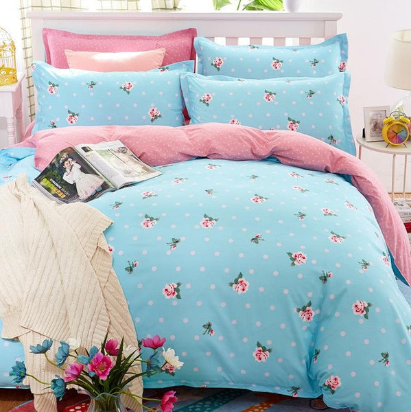 bedding set 5 size Green Spirit bedding set duvet cover set Korean bed sheet +duvet cover +pillowcase pink bed cover  bed linen
