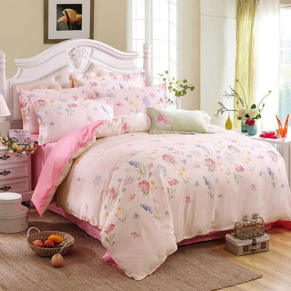 bedding set 5 size Green Spirit bedding set duvet cover set Korean bed sheet +duvet cover +pillowcase pink bed cover  bed linen