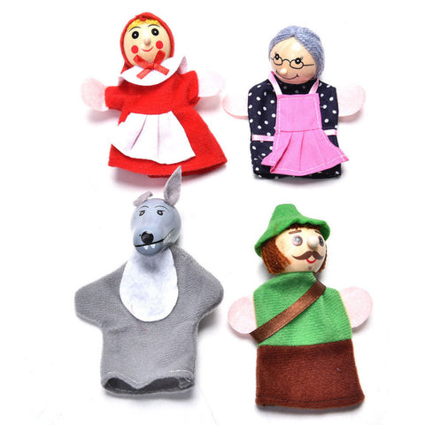 4PCS Set kids child plush doll toys Little Red Riding Hood Finger Puppets Christmas Gifts Baby Educational Toy