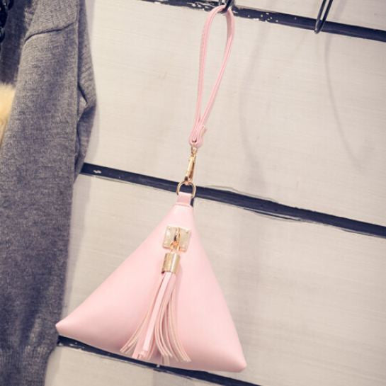 Vogue Star Fashion Mini Tassel Clutch Leather Bag Designer Purse Famous Brand Women Fringe Handbag Evening Bag Bolsa  LS453