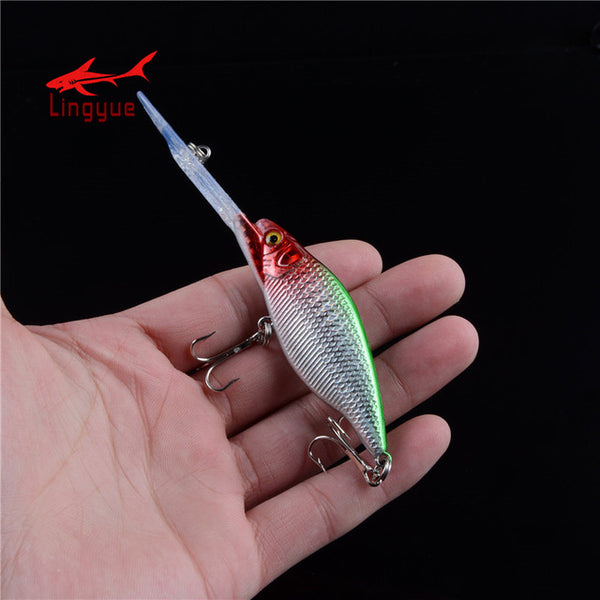 LINGYUE Minnow Crankbait Sinking Medium Diver Hard Fishing Bait Long Mouth 3D Eyes Tight Wobble Tackle Treble Hooks