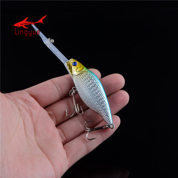 LINGYUE Minnow Crankbait Sinking Medium Diver Hard Fishing Bait Long Mouth 3D Eyes Tight Wobble Tackle Treble Hooks