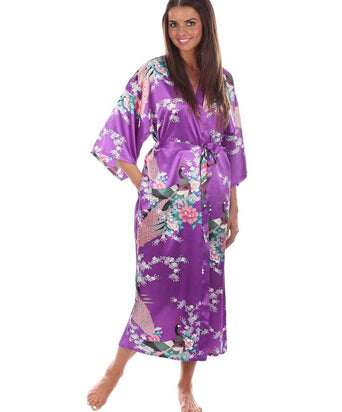 Hot Sale Blue Female Silk Rayon Robes Gown Kimono Yukata Chinese Women Sexy Lingerie Sleepwear Plus Size S M L XL XXL XXXL A-046