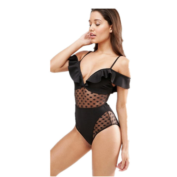 Ariel Sarah 2017 New Monokini One Piece Swimsuit Swimwear Women Black Mesh Bathing Suit Women Maillot De Bain Femme MonokiniQ075