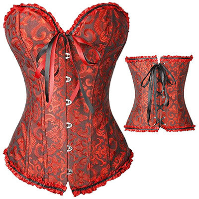 X Plus Size S-2XL/6XL Sexy Lace up Boned Overbust Corset Bustier Top Waist Cincher Shaper Corsetlet espartilho