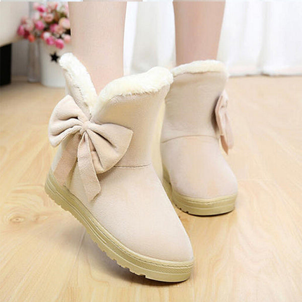 Women winter fashion solid snow boots female ankle boots with fur warm boot woman casual shoes botas femininas SOT905