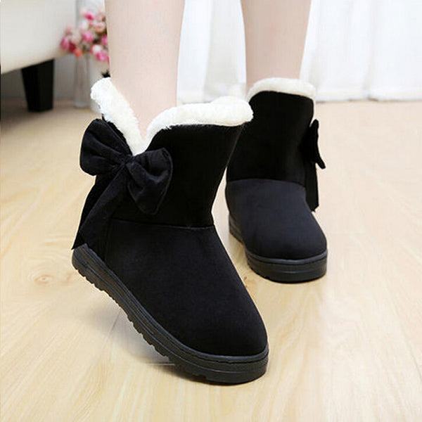 Women winter fashion solid snow boots female ankle boots with fur warm boot woman casual shoes botas femininas SOT905