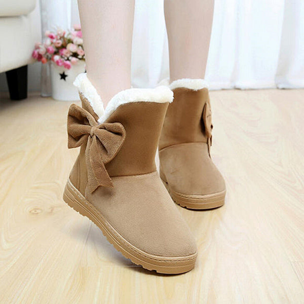 Women winter fashion solid snow boots female ankle boots with fur warm boot woman casual shoes botas femininas SOT905
