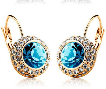 18 Color Crystal Earrings for Women oro blanco aretes pendientes Jewelry Multicolor Austria Crystal Dangle Drop Earrings