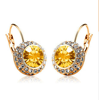 18 Color Crystal Earrings for Women oro blanco aretes pendientes Jewelry Multicolor Austria Crystal Dangle Drop Earrings