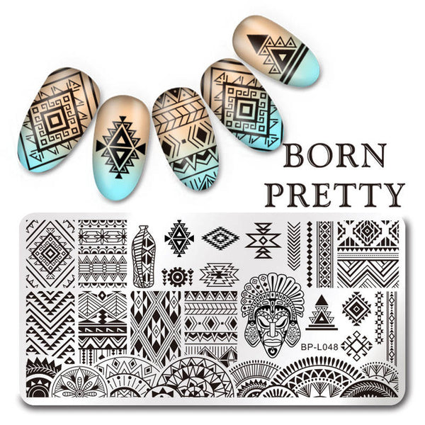 1Pc BORN PRETTY Rectangle Nail Stamping Template Negative Space Geo Flower Stamp Nail 12*6cm Nail Stamping Plate 10 Patterns