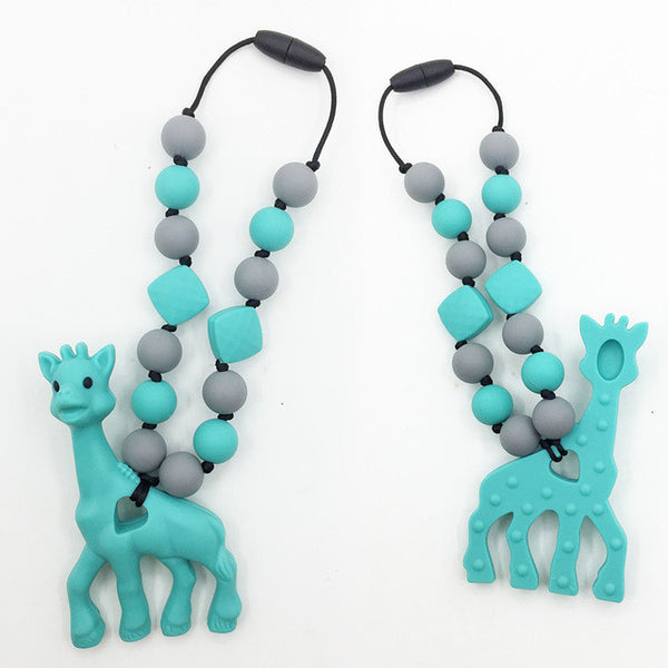 BPA Free Silicone Giraffe Teething Toy for Baby Carrier. Accessory . Babywearing. Silicone teether giraffe carrier