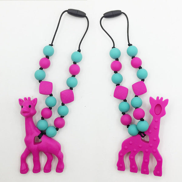 BPA Free Silicone Giraffe Teething Toy for Baby Carrier. Accessory . Babywearing. Silicone teether giraffe carrier