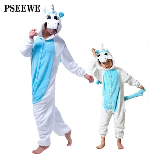 Animal pajamas one piece Family matching outfits Adult onesie Mother and daughter clothes Totoro Dinosaur Unicorn Pyjamas women