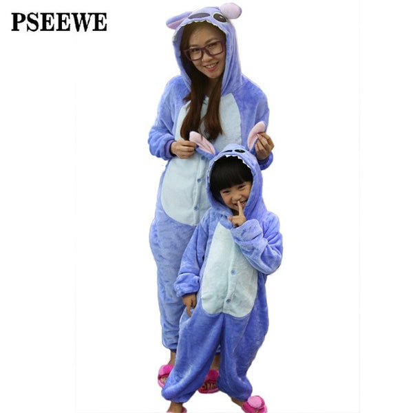 Animal pajamas one piece Family matching outfits Adult onesie Mother and daughter clothes Totoro Dinosaur Unicorn Pyjamas women