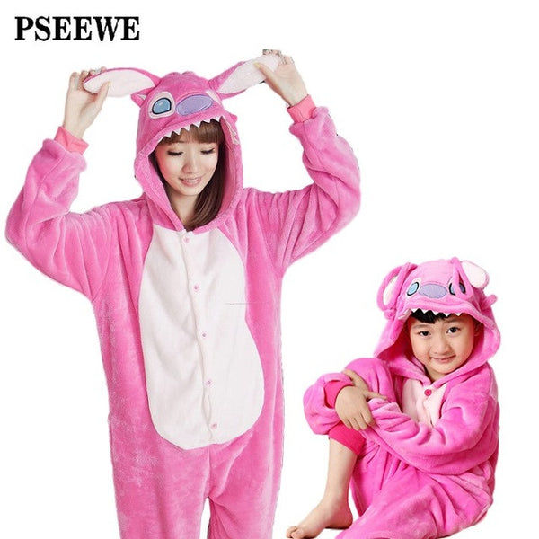 Animal pajamas one piece Family matching outfits Adult onesie Mother and daughter clothes Totoro Dinosaur Unicorn Pyjamas women