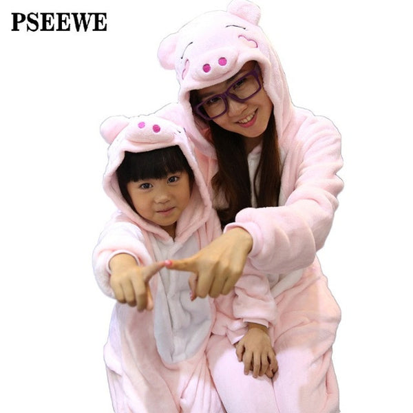 Animal pajamas one piece Family matching outfits Adult onesie Mother and daughter clothes Totoro Dinosaur Unicorn Pyjamas women