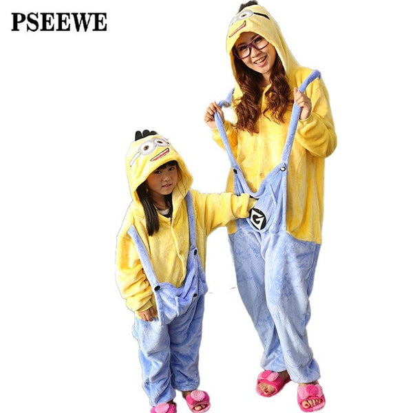 Animal pajamas one piece Family matching outfits Adult onesie Mother and daughter clothes Totoro Dinosaur Unicorn Pyjamas women