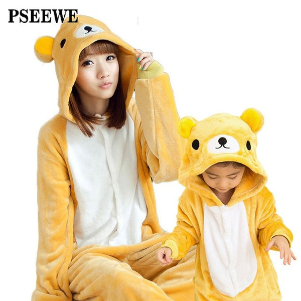 Animal pajamas one piece Family matching outfits Adult onesie Mother and daughter clothes Totoro Dinosaur Unicorn Pyjamas women