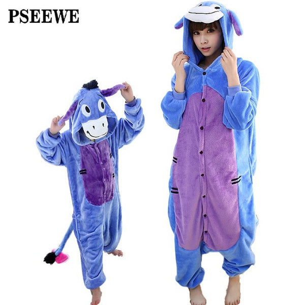 Animal pajamas one piece Family matching outfits Adult onesie Mother and daughter clothes Totoro Dinosaur Unicorn Pyjamas women