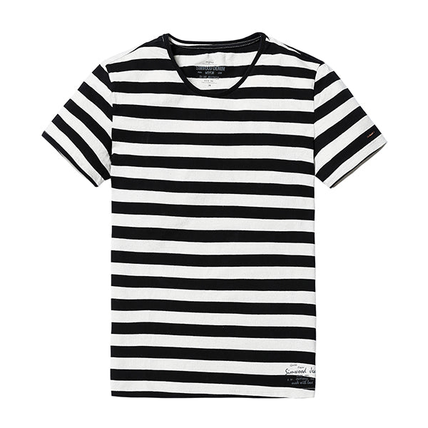 SIMWOOD New Men T shirt Fashion O-neck Short-sleeved Slim Fit Blue Striped T-SHIRT Man Top Tee Plus Size Free Shipping TD1034