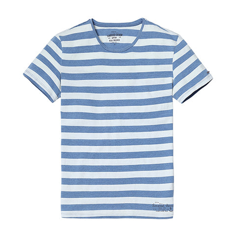 SIMWOOD New Men T shirt Fashion O-neck Short-sleeved Slim Fit Blue Striped T-SHIRT Man Top Tee Plus Size Free Shipping TD1034