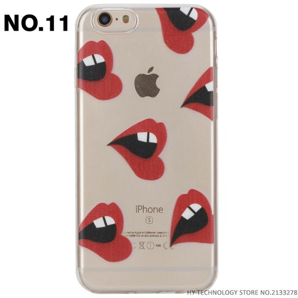 Phone Case For iPhone 5 5S SE 6 6S 7 PLUS Cute Cartoon High Quality Painted TPU Soft Cases Silicone Flower Pattern Cover Shell