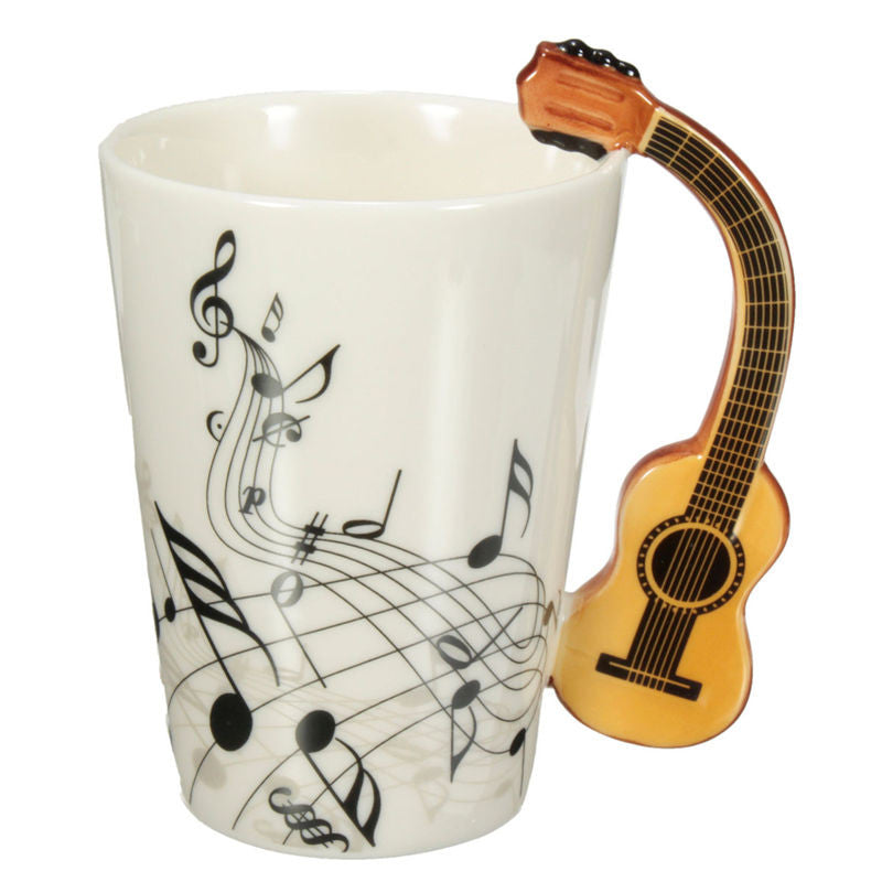 Novelty Styles Music Note Guitar Ceramic Cup Personality Milk Juice Lemon Mug Coffee Tea Cup Home Office Drinkware Unique Gift