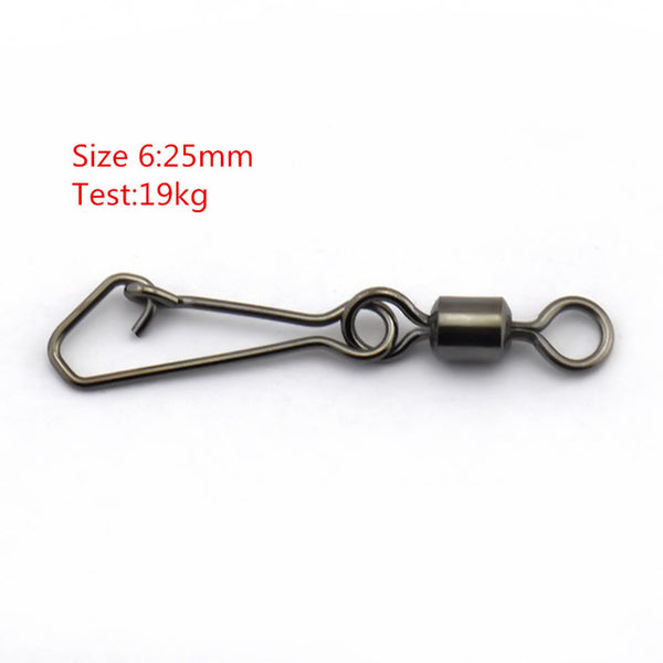 50pcs/lot Stainless Steel Fishing Bearing MS+QL Swivels Interlock Rolling Swivel with Hooked Snap  Fishing Hook Connector Tackle