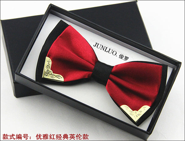 New Style Fashion Boutique Metal Head Bow Ties For Groom Men Women Butterfly Solid Bowtie Classic Gravata Cravat Freeshipping