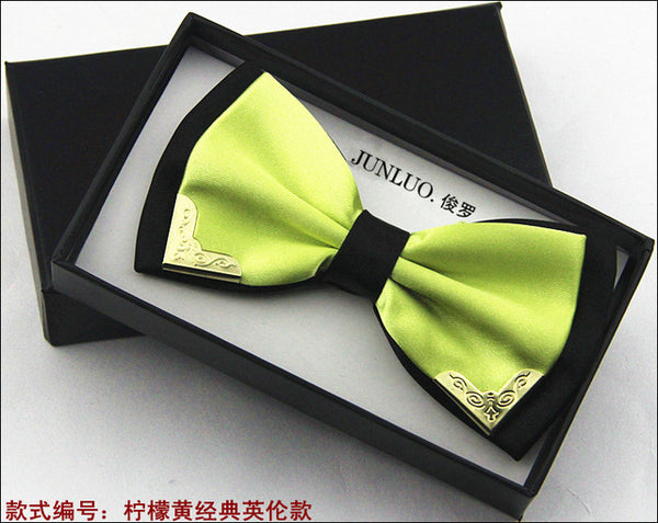 New Style Fashion Boutique Metal Head Bow Ties For Groom Men Women Butterfly Solid Bowtie Classic Gravata Cravat Freeshipping