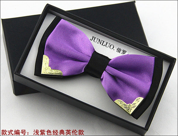 New Style Fashion Boutique Metal Head Bow Ties For Groom Men Women Butterfly Solid Bowtie Classic Gravata Cravat Freeshipping