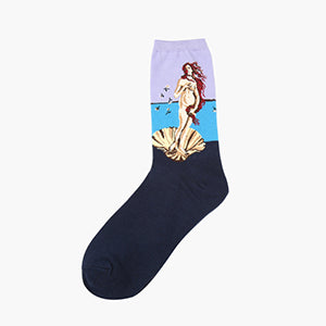 inDostyle harajuku Europe USA Washington starry night Venus Scream male Cupid Retro Art Oil Painting  Cotton women Men's Socks